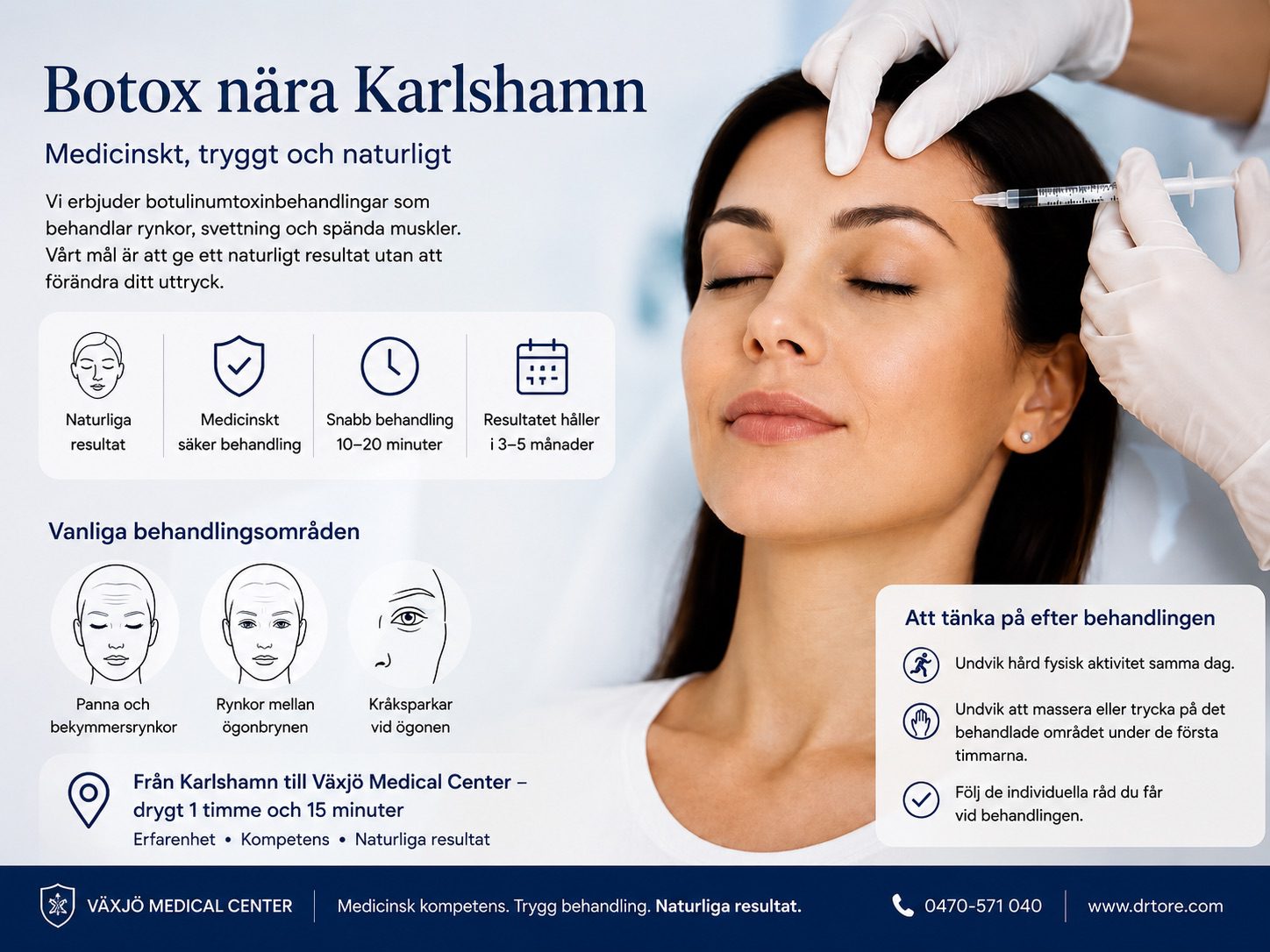 Botox nära Karlshamn – behandling med botulinumtoxin för mimikrynkor